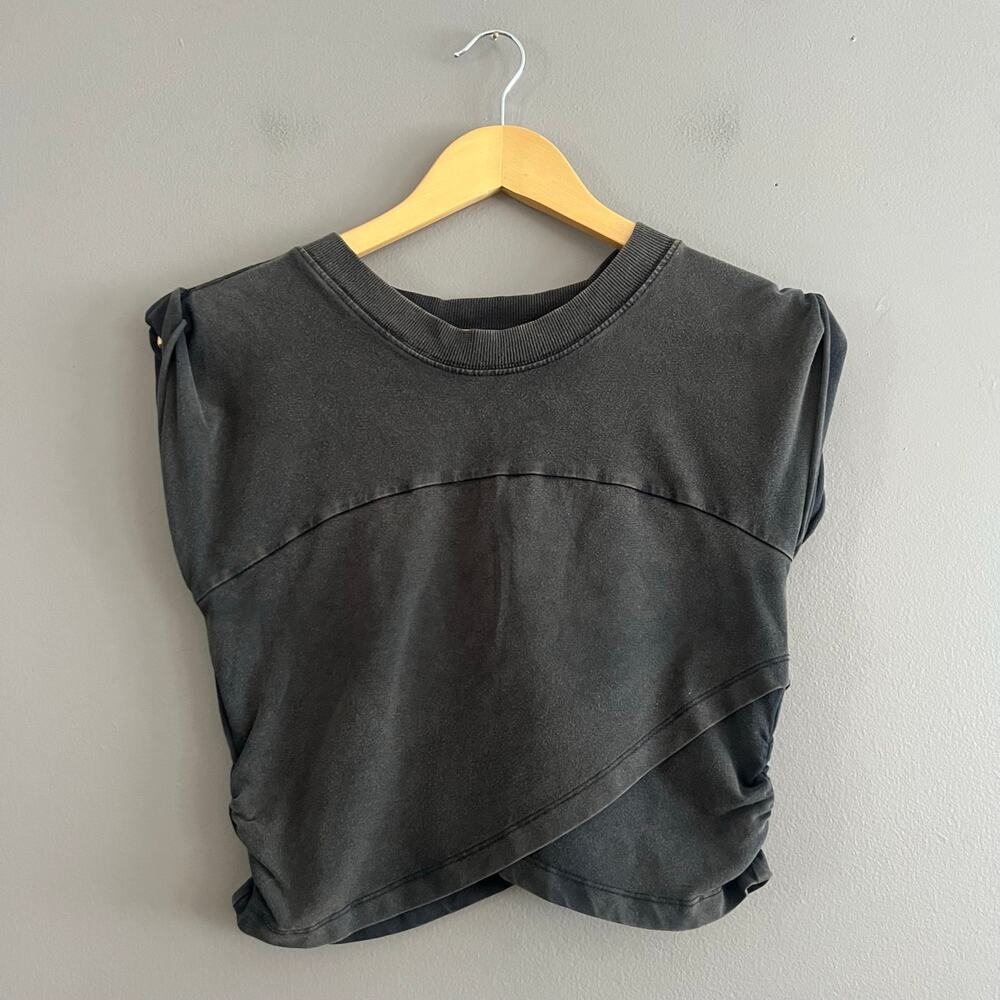 Free People FP Movement Hot Shot Crossover Cropped Muscle Tank Gray Small